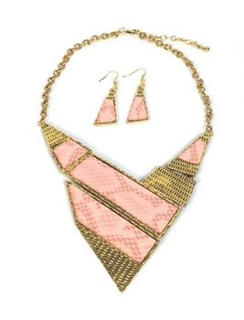 Ogrlica i Minđuše Ružičaste Ibiza Stil (1 set)