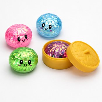 RAGE - Squishy GLITTER knedle (Dumplings) MALE (5.5 x 5.5 x 3 cm) - Viral 2026 Fidget Toy (24 kom.)