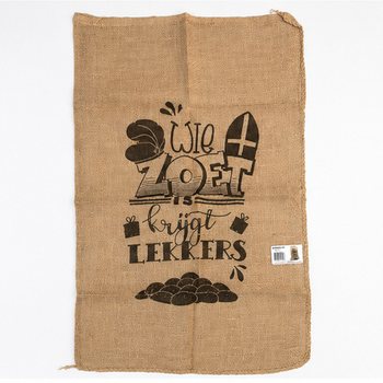 VELIKA JUTANA VREĆA ZA SVETOG NIKOLU - TEKST: WIE ZOET IS KRIJGT LEKKERS - Oko 60 x 100 cm (1 kom)