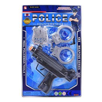 Policijski set igračaka sa mitraljezom, lisicama i značkom (6 kom.)