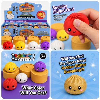 RAGE - Squishy SUGAR EDITION Knedle Bun Dumplings VELIKI (8.5 x 8.5 x 4.8 cm) - Viral 2026 Fidget Toy (12 kom)