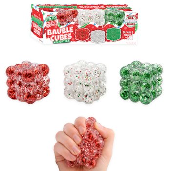 Squeezy Glitter Bauble Kocke Antistres - Set od 3 Kocke - &Scaron;ećerno Punjenje - U Displeju (6 Setova)