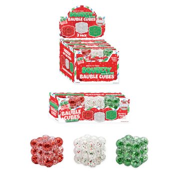 Squeezy Glitter Bauble Kocke Antistres - Set od 3 Kocke - Šećerno Punjenje - U Displeju (6 Setova)