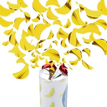 Top sa konfetama Banana &ndash; Boja: žuta - 40 cm - party popper (10 kom.)