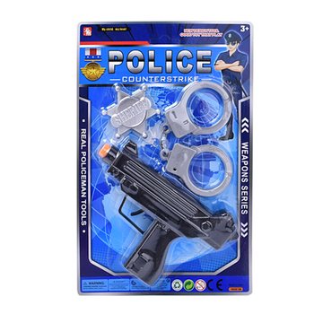 Policijski set igračaka sa mitraljezom, lisicama i značkom (6 kom.)