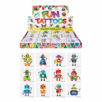 FUN TATTOO’S - MODEL: ROBOT, Svako pakovanje 12x Tetovaža U DISPLEJU (48 kom.)