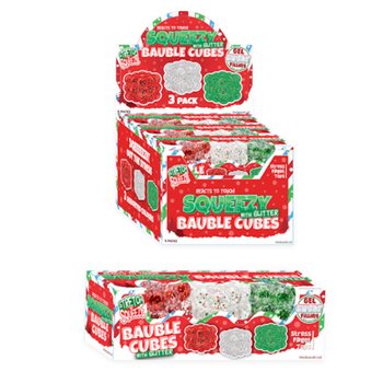 Squeezy Glitter Bauble Kocke Antistres - Set od 3 Kocke - &Scaron;ećerno Punjenje - U Displeju (6 Setova)