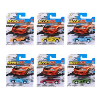 SPORTSKI AUTOMOBILI NA POVLAČENJE (PULL BACK) NA KARTONU - MIX BOJA (12 kom.)