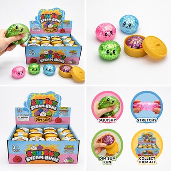 RAGE - Squishy GLITTER knedle (Dumplings) MALE (5.5 x 5.5 x 3 cm) - Viral 2026 Fidget Toy (24 kom.)