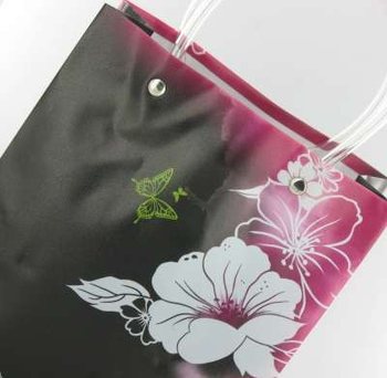 Poklon vrećica / Kesa za No&scaron;enje Crna/Roze/Beli Cvet Srednja (12 kom.)