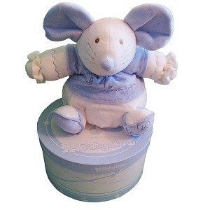 Plišana Igračka Baby Bow u Poklon Kutiji - Model 15 (Miš, Plavo-Beli)