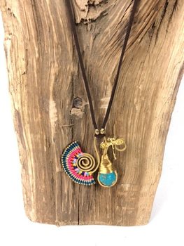 HANDMADE ORIGINALS Ibiza ogrlica sa plavim kamenom (Bluestone) Narandžasta/Plava (1 kom)