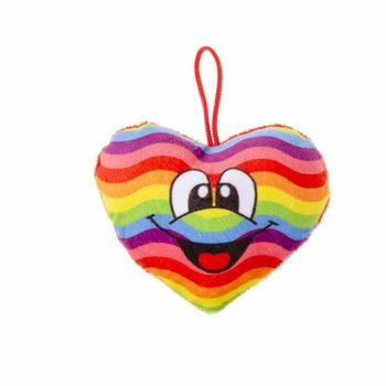 PLIŠANO SRCE U DUGINIM BOJAMA SA SMILEY LICEM (24 kom)