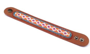 Kožna narukvica Aztec sa crvenim cirkonima (1 kom)