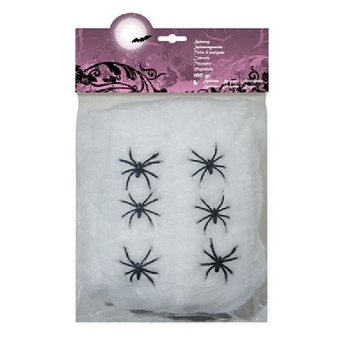Dekorativna Paučina 100g sa 6 Pauka - Bela (4 kom.)