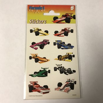 LIST SA NALEPNICAMA: TRKAČKI AUTOMOBILI FORMULA 1, 16 x 9 cm (10 kom.)
