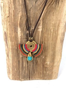HANDMADE ORIGINALS Ogrlica sa Bluestone Crveno/Smeđa (1 kom)