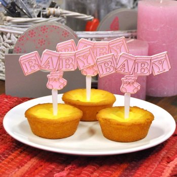 Čačkalice za Cupcake Rođenje - Baby Roze (12 kom.)