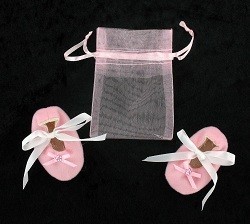Ukrasne Cipelice za Bebe sa Poklon Kesicom - Roze (12 parova)