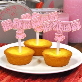 Čačkalice za Cupcake Rođenje - Baby Roze (12 kom.)