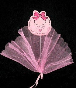Ukrasni &scaron;tapić sa tkaninom - Baby roze (12 kom.)