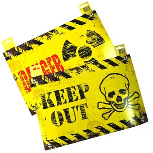 DEKORATIVNI NATPIS ZA VRATA - "DANGER" / "KEEP OUT" (12 kom.)