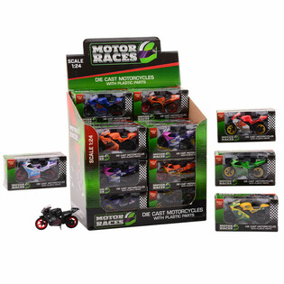 SUPER SPORT MOTOCIKL DIE CAST, RAZMERA 1:24 U DISPLEJU (24 kom.)
