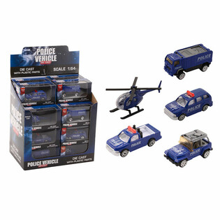 Metalna Policijska Vozila Die-Cast Mix, Razmera 1:64 u Displayu (24 kom.)