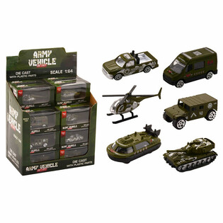 DIE CAST - MIX VOJNIH VOZILA, RAZMERA 1:64 U DISPLEJU (24 kom.)
