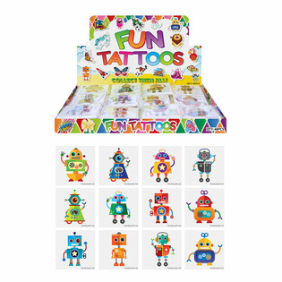 FUN TATTOO&rsquo;S - MODEL: ROBOT, Svako pakovanje 12x Tetovaža U DISPLEJU (48 kom.)