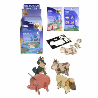 SCRATCH 3D PUZZLE - ŽIVOTINJE SA FARME DISPLAY (18 komada)