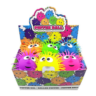PUFFER LOPTA SA OČIMA - 13CM - U DISPLAYU (12 kom.)