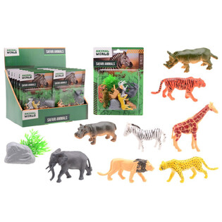 ANIMAL WORLD - SAFARI SET ŽIVOTINJA 10-DELNI NA KARTICI - U DISPLEJU (12 kom.)