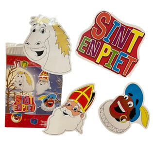 SINTERKLAAS SINT & PIET - DVOSTRANI DEKORATIVNI PANELI, SET OD 4 DELA (6 kom.)